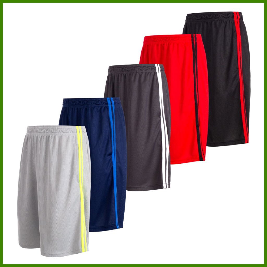 5 Pack Men's Dry-Fit Polyester Athletic Performance Shorts